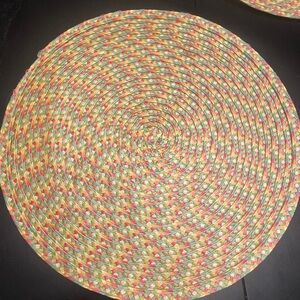 4 Vintage Straw Round Placemats